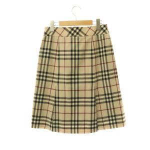 BURBERRY LONDON ノバチェック レース ボックスプリーツスカート 台形 36 ベージュ マルチカラー /ES OS