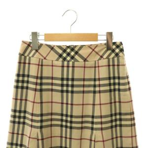 BURBERRY LONDON ノバチェック レース ボックスプリーツスカート 台形 36 ベージュ マルチカラー /ES OS
