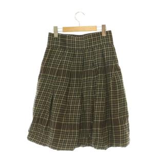 ISSEY MIYAKE 80s ヴィンテージ 筆タグ チェックスカート フレア 膝丈 M ブラック ブラウン /HK OS