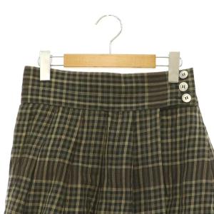 ISSEY MIYAKE 80s ヴィンテージ 筆タグ チェックスカート フレア 膝丈 M ブラック ブラウン /HK OS