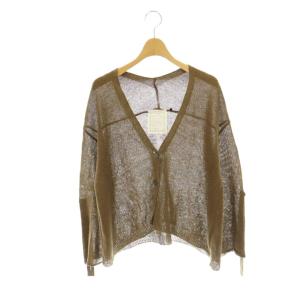 24SS リネンショートカーディガン ニット 長袖 薄手 F 茶 /NR OS