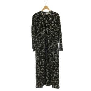 24AW SPARKLE PRINTED DRESS 花柄ワンピース ロング 長袖 36 ブラック マルチカラー