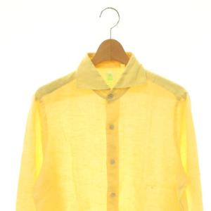 Finamore リネン カッタウェイ シャツ 15/38 イエロー /ES OS AD