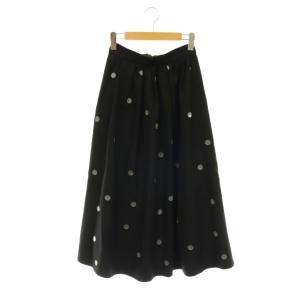 ドット刺繍タックスカート ロング フレア 0 黒 ブラック /SY OS