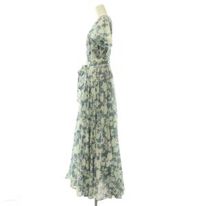 MARIHA マドモアゼルのドレス ワンピース カシュクール 花柄 総柄 36 サックスブルー ホワイト /CX OS