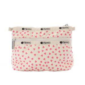 LesportSAC ポーチ 白 ホワイト ピンク ハート柄 キルティング ジップ開閉 /RI OS