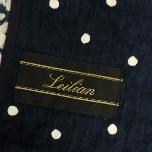 Leilian ヴィンテージ ノーカラージャケット ドット 七分袖 11 ネイビー /MY OS
