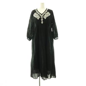 C/Voile Flower Emb French Sleeve Dress ワンピース ロング 長袖