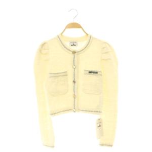 ×マリークワント MARY QUANT 24SS ツイードニットカーディガン パフスリーブ クロップド