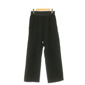 tretch twill2タック パンツ ワイド ストレッチ リネン 38 ブラック /HK OS