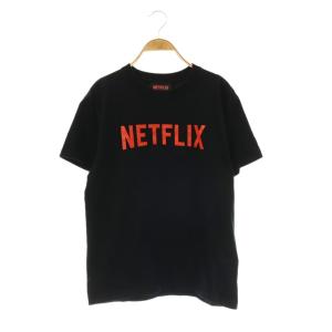 × NETFLIX Tシャツ カットソー クルーネック 半袖 ロゴ M 黒 ブラック /SY OS