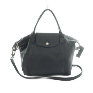 2WAY ル プリアージュ キュイールレザー ハンドバッグ ショルダーバッグ レザー 紺 ネイビー /MI