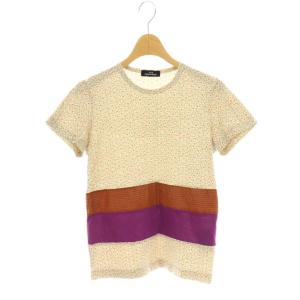 AD2007 小花柄 Tシャツ カットソー クルーネック 半袖 アイボリー マルチカラー /HS OS