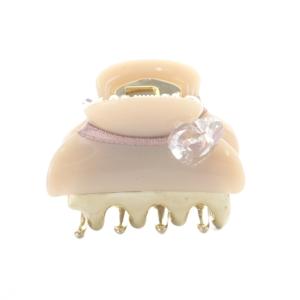 クリアハート ミニヘアクリップ ピンクベージュ ゴールド色 /SR