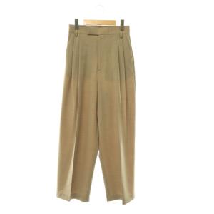 LANAウールツイルパンツ ワイドパンツ タック 36 グレージュ /ES OS