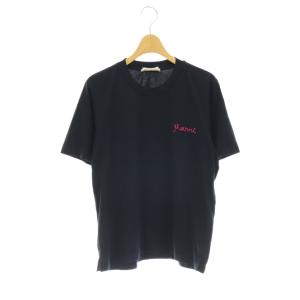 ロゴ刺繍 Tシャツ クルーネック 半袖 40 紺 ネイビー /HS OS