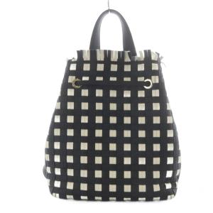 FURLA バケットバッグ ハンドバッグ ワンハンドル ショルダーバッグ 2way 編み込み 巾着 ポーチ付き ブラック