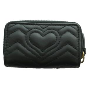 GUCCI GGマーモント Vステッチ ラウンドファスナー コインケース ブラック