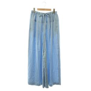 サンプル品 26SS PANTS サテンストライプパンツ ワイド イージー 38 ライトブルー ホワイト