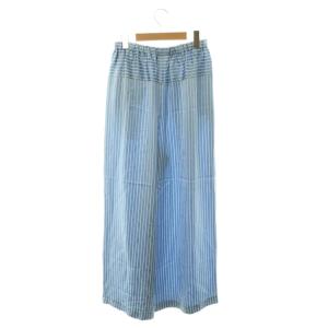 ENFOLD サンプル品 26SS PANTS サテンストライプパンツ ワイド イージー 38 ライトブルー ホワイト