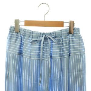 ENFOLD サンプル品 26SS PANTS サテンストライプパンツ ワイド イージー 38 ライトブルー ホワイト