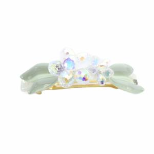 バレッタ ビジューフラワー 黄緑 グリーン ゴールド色 /SR