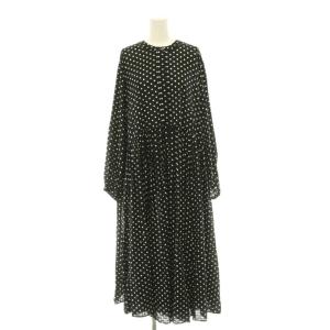 25AW ドットギャザーワンピース ロング 1 黒 ブラック 白 ホワイト /CX OS