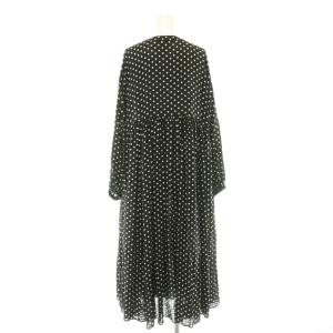 BEARDSLEY 25AW ドットギャザーワンピース ロング 1 黒 ブラック 白 ホワイト /CX OS