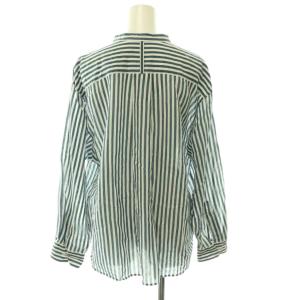 MARGARET HOWELL 25SS COTTON SILK STRIPE ストライプシャツ シルク混 シアー 長袖 2 白 紺 ホワイト
