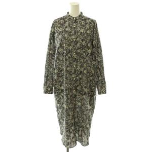 25AW リバティ スタンドカラー ロングスリーブワンピース シャツワンピース ロング 長袖 濃紺 ダークネイビー