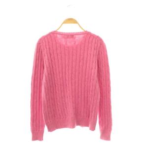 POLO RALPH LAUREN ケーブル編み ニット セーター 長袖 コットン M ピンク /NR OS