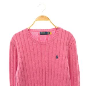 POLO RALPH LAUREN ケーブル編み ニット セーター 長袖 コットン M ピンク /NR OS