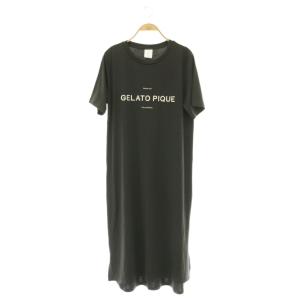 ロゴ入りワンピース ロング 半袖 ルームウエア ONE チャコールグレー /MY OS
