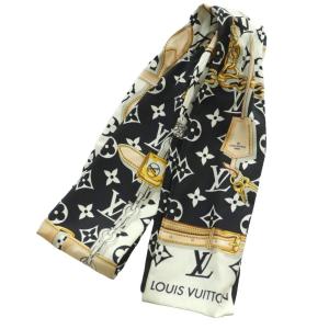 LOUIS VUITTON バンドー モノグラム コンフィデンシャル スカーフ シルク マルチカラー 紺 ネイビー ベージュ /SS