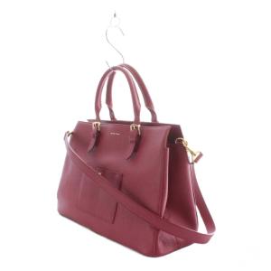 Samantha Thavasa 2WAY トートバッグ ショルダーバッグ 赤 レッド レザー 本革 無地 ゴールド金具 /RI OS