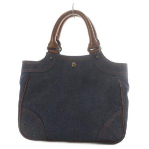 BURBERRY BLUE LABEL トートバッグ ロゴデザイン キャンバス ネイビー /YO39