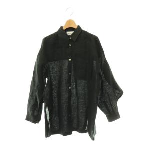 25SS volume-sleeves shirt シャツ ブラウス リネン M ブラック /CX OS
