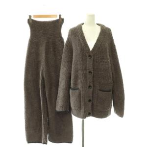 パジャマ ルームウェア セットアップ 上下 カーディガン ニット 長袖 パンツ ストレート ハイウエスト