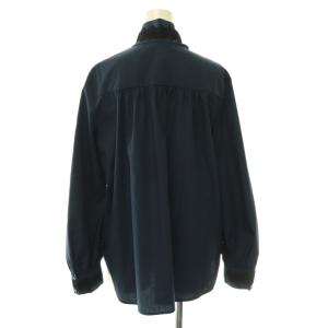 UNITED ARROWS レース コンビ ボウタイ リボンブラウス シャツ 前開き ネイビー ブラック 1521-1-991478