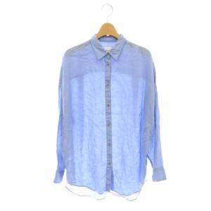 24SS 80リネンカシュクールビッグシャツ 長袖 ライトブルー /HK OS