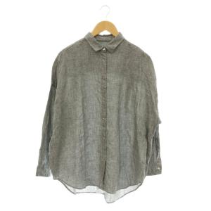 25SS 80リネンカシュクールビッグシャツ 長袖 ブラック /HK OS