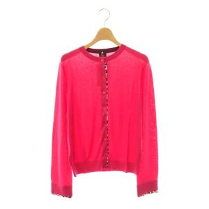 カーディガン ノーカラー 長袖 カシミヤ XL ピンク /SY OS