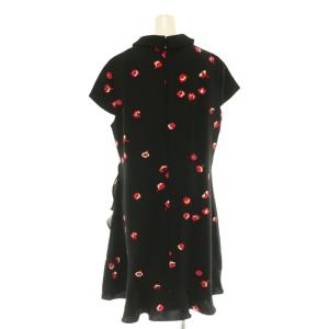kate spade new york 花柄 フリル ワンピース 大きいサイズ 14 ブラック レッド マルチカラー /ES OS