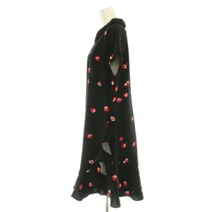 kate spade new york 花柄 フリル ワンピース 大きいサイズ 14 ブラック レッド マルチカラー /ES OS