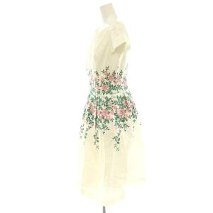 M'S GRACY 花柄刺繍 フレンチスリーブ ワンピース フレア ミディ ひざ丈 40 白 ホワイト /HS OS