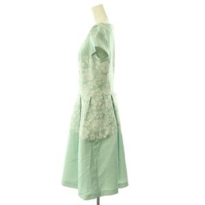 M'S GRACY 花柄 ジャガード フレンチスリーブ ワンピース ロング 40 ミントグリーン /HK OS