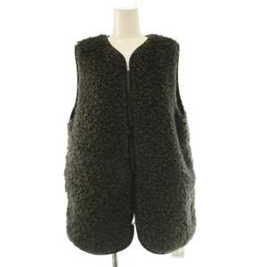 25AW シープフェイクファージップベスト ボア  F グレー Vネック ワンカラー /BB