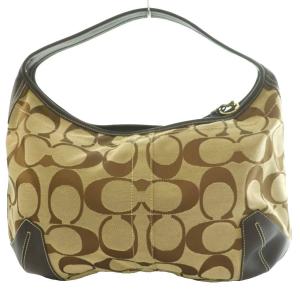 COACH シグネチャー ショルダーバッグ キャンバス レザー ベージュ 茶 ブラウン 10765 /SS OS