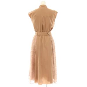 Apuweiser-riche レースパールボタンノースリーブシャツワンピース ロング 1 ピンクブラウン /DO OS