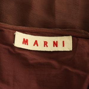 MARNI シルクコットンスカート ロング ラップ風 シアー 40 ブラウン /MY OS